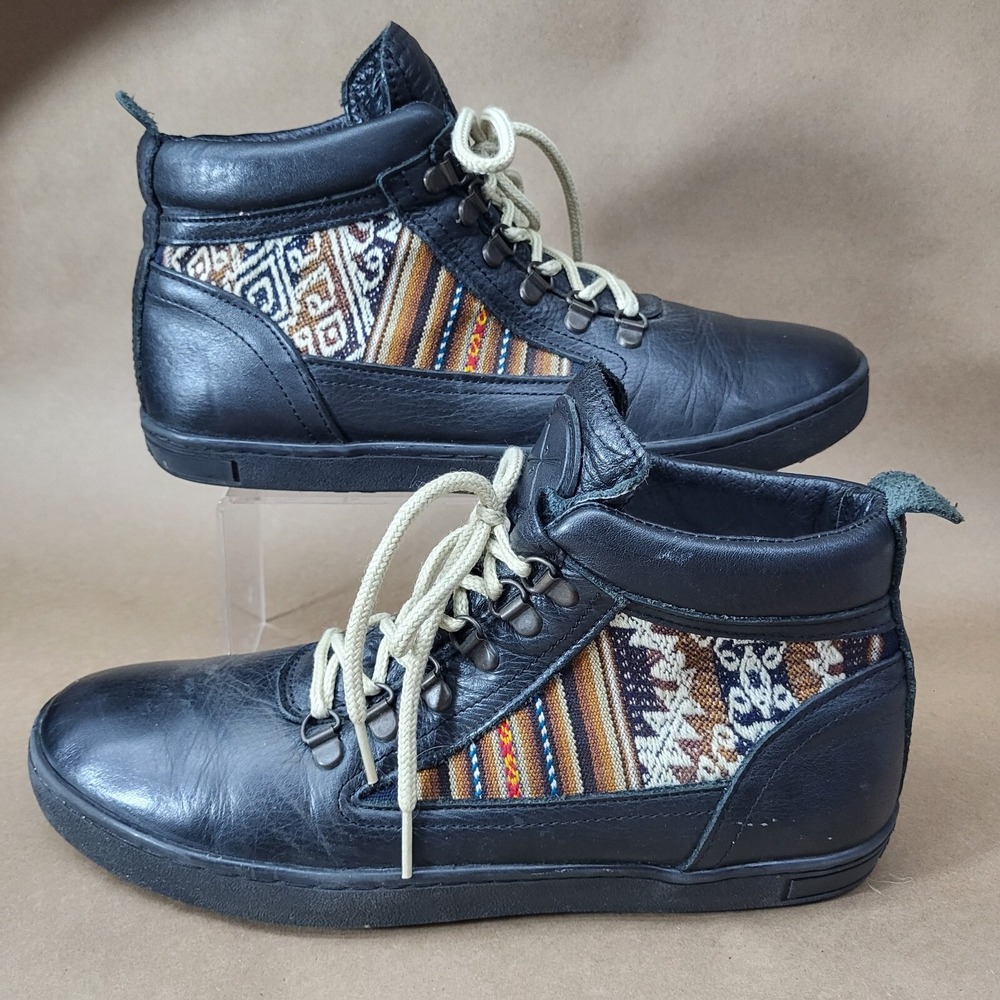Inkkas Barracuda (Mens 11) Camping Black Leather/ Embroidered Hiking Boots